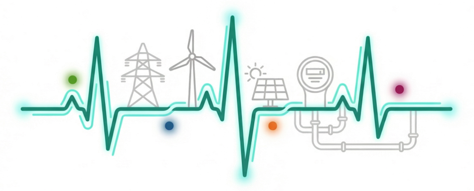 Heartbeat rhythm with utility-centric icons