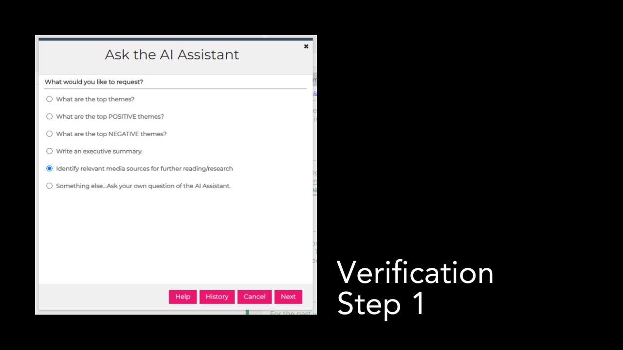 The Bellomy AI Analytics tool makes reading additional reviews (the first verification step) easy. 