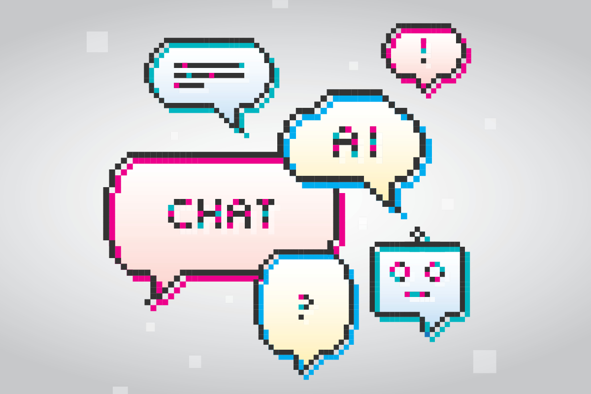 a pixelated collection of chat bubbles depicting customer service reps tailoring support to individual customer preferences