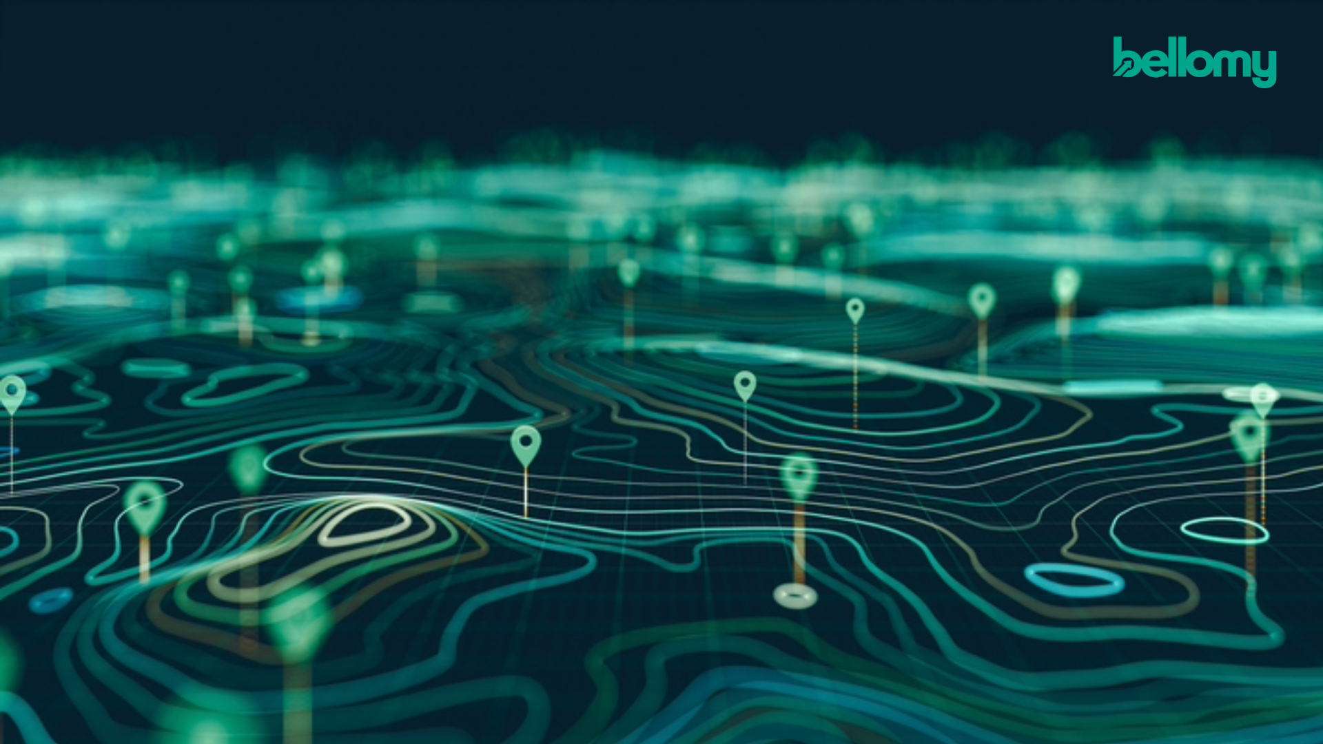 Topographic map with data points, representing how customer panels help utilities navigate brand-tracker changes and uncover what caused them.