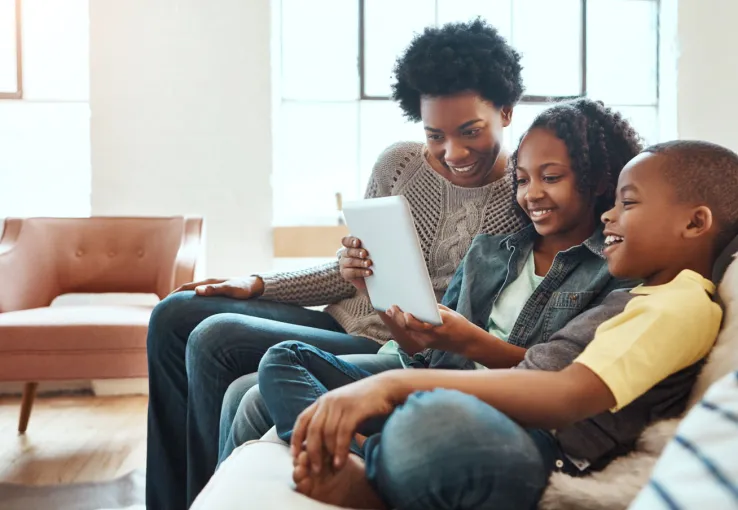 family using tablet