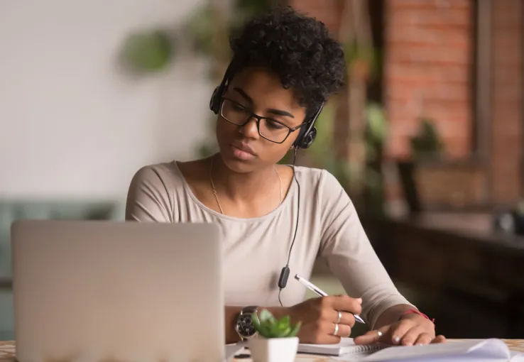 young woman on computer