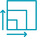 scaling icon with nested boxes and outward growth arrows