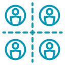 four people in a grid representing demographics